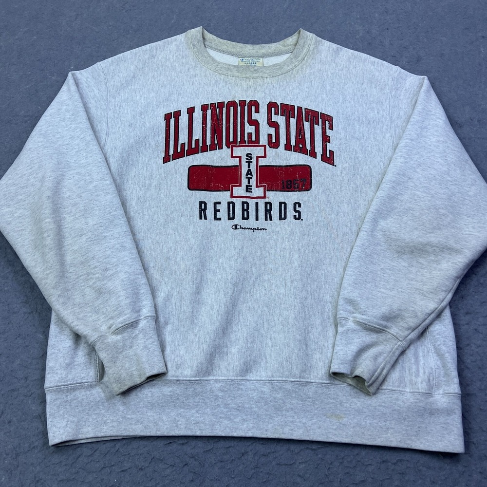VTG Champion Reverse Weave Illinois State Sweatshirt XL Gray Crewneck Pullover